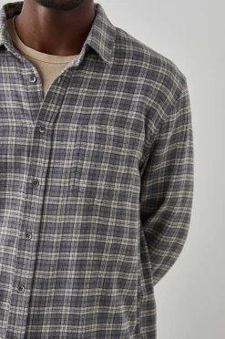 Heren Rails Lennox Shirt - Houtskool Vlas Melange