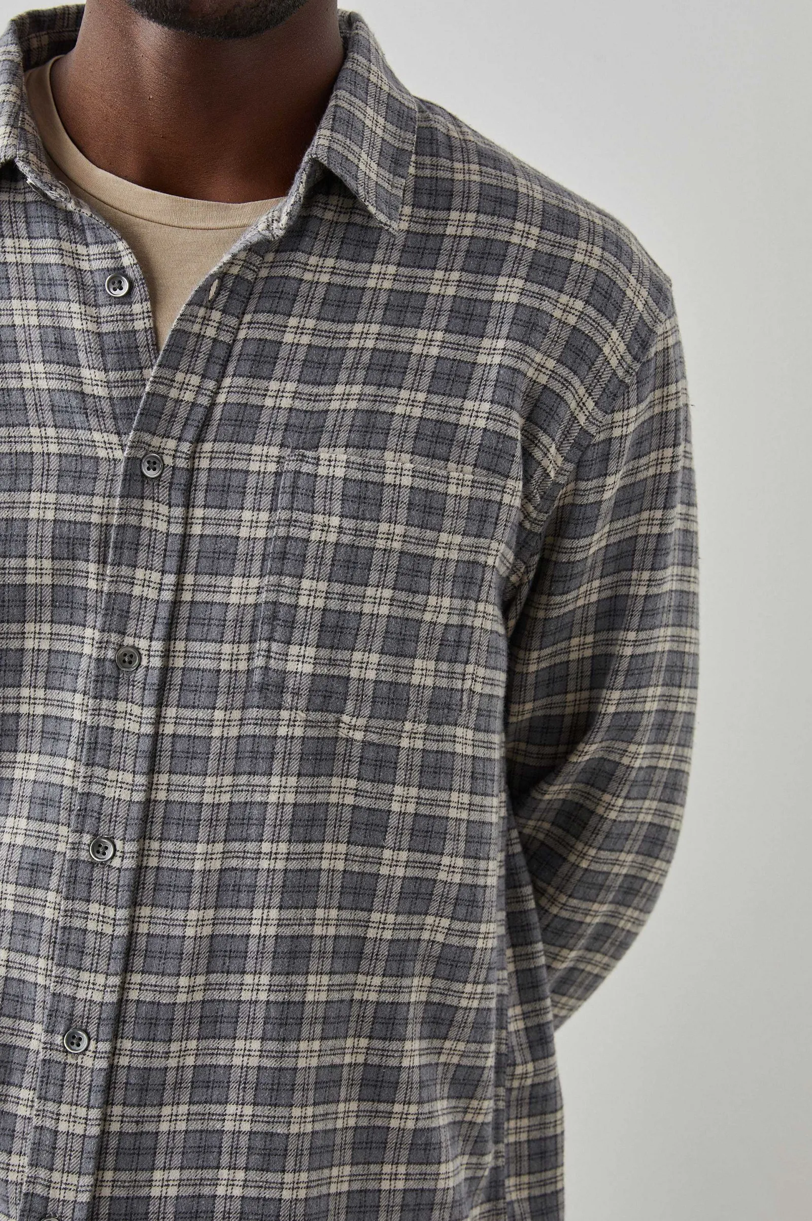 Heren Rails Lennox Shirt - Houtskool Vlas Melange
