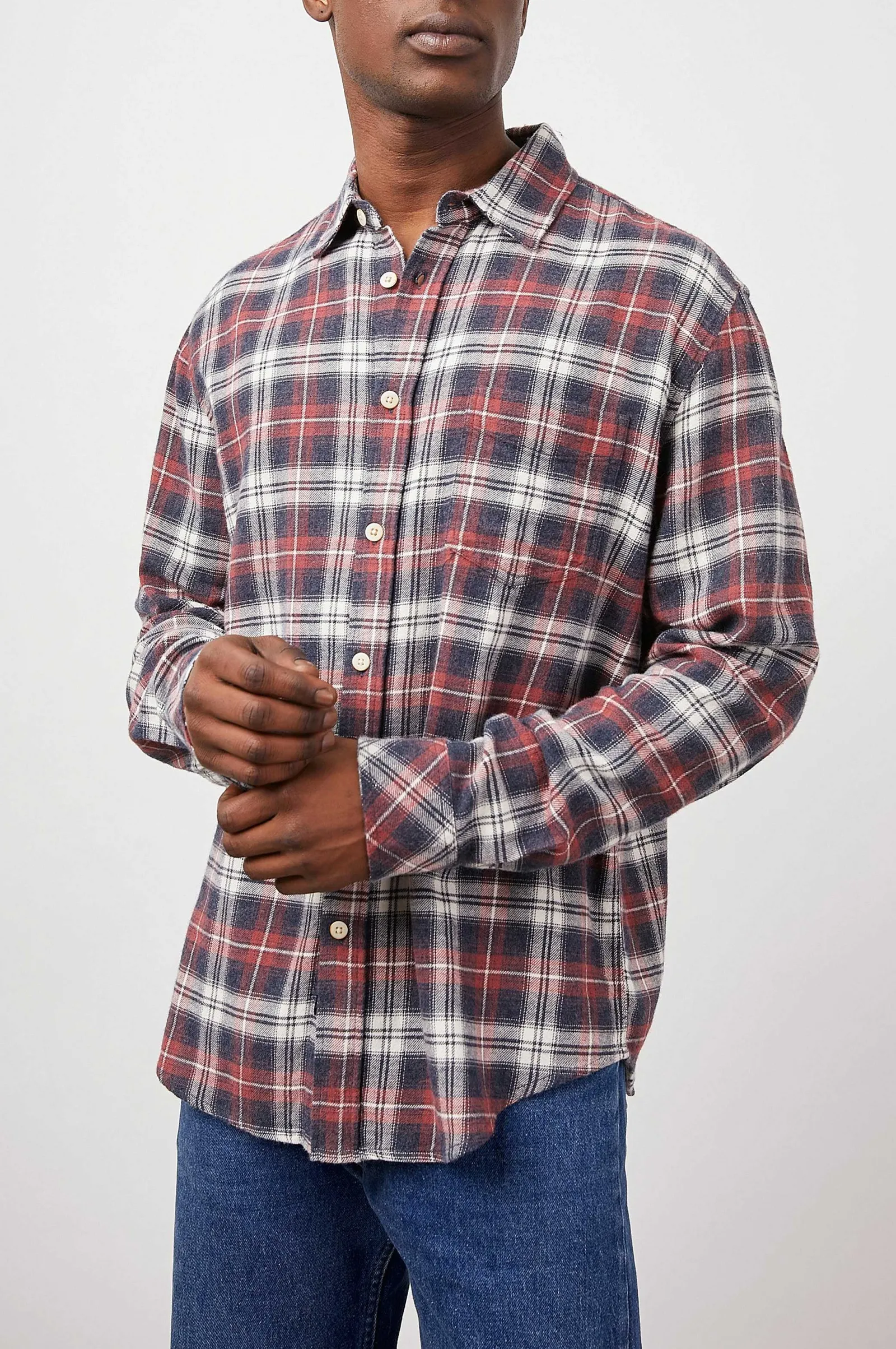 Heren Rails Lennox Shirt - Rode Schaduw Melange