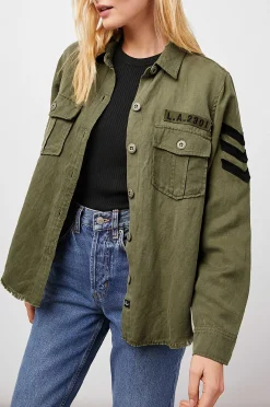 Vrouwen Rails Loren Shirt Jas - Olijf Zwart Militaire Satijnen Patches
