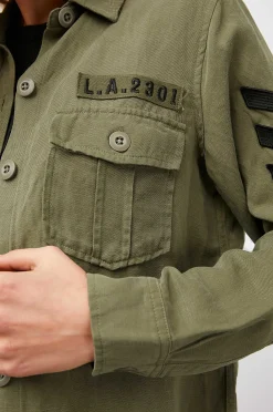 Vrouwen Rails Loren Shirt Jas - Olijf Zwart Militaire Satijnen Patches