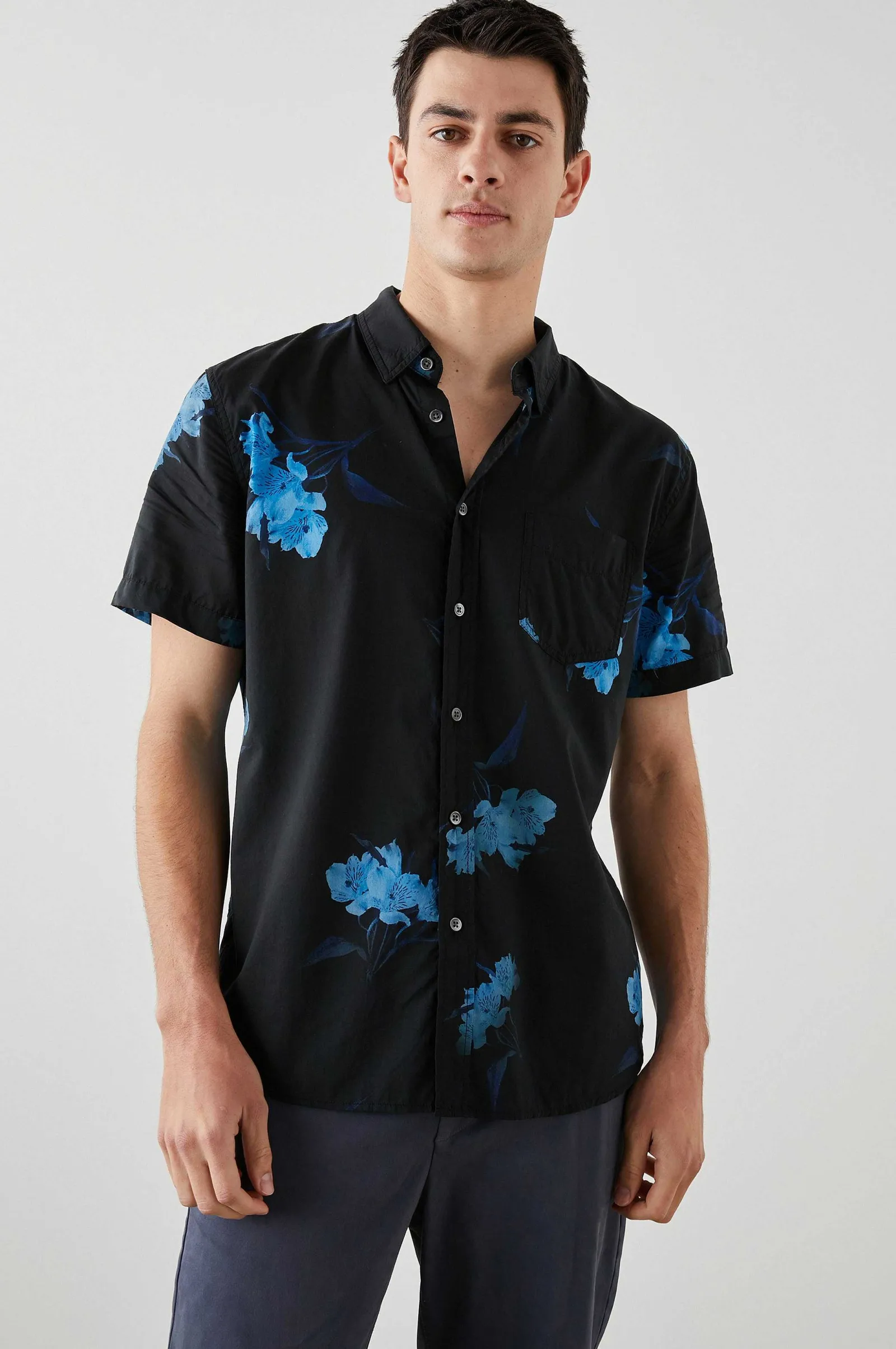 Heren Rails Monaco Overhemd - Surreal Bloem Onyx