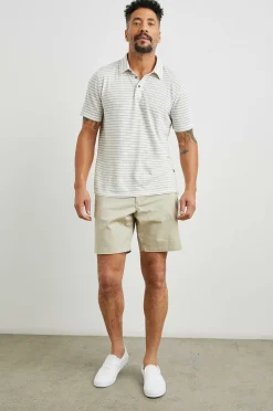 Heren Rails Napoli Poloshirt - Creme Gerststreep