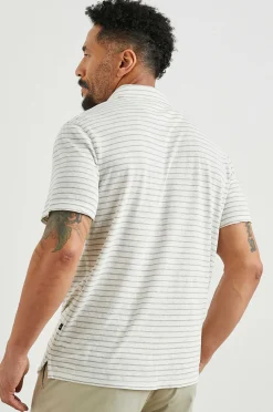 Heren Rails Napoli Poloshirt - Creme Gerststreep