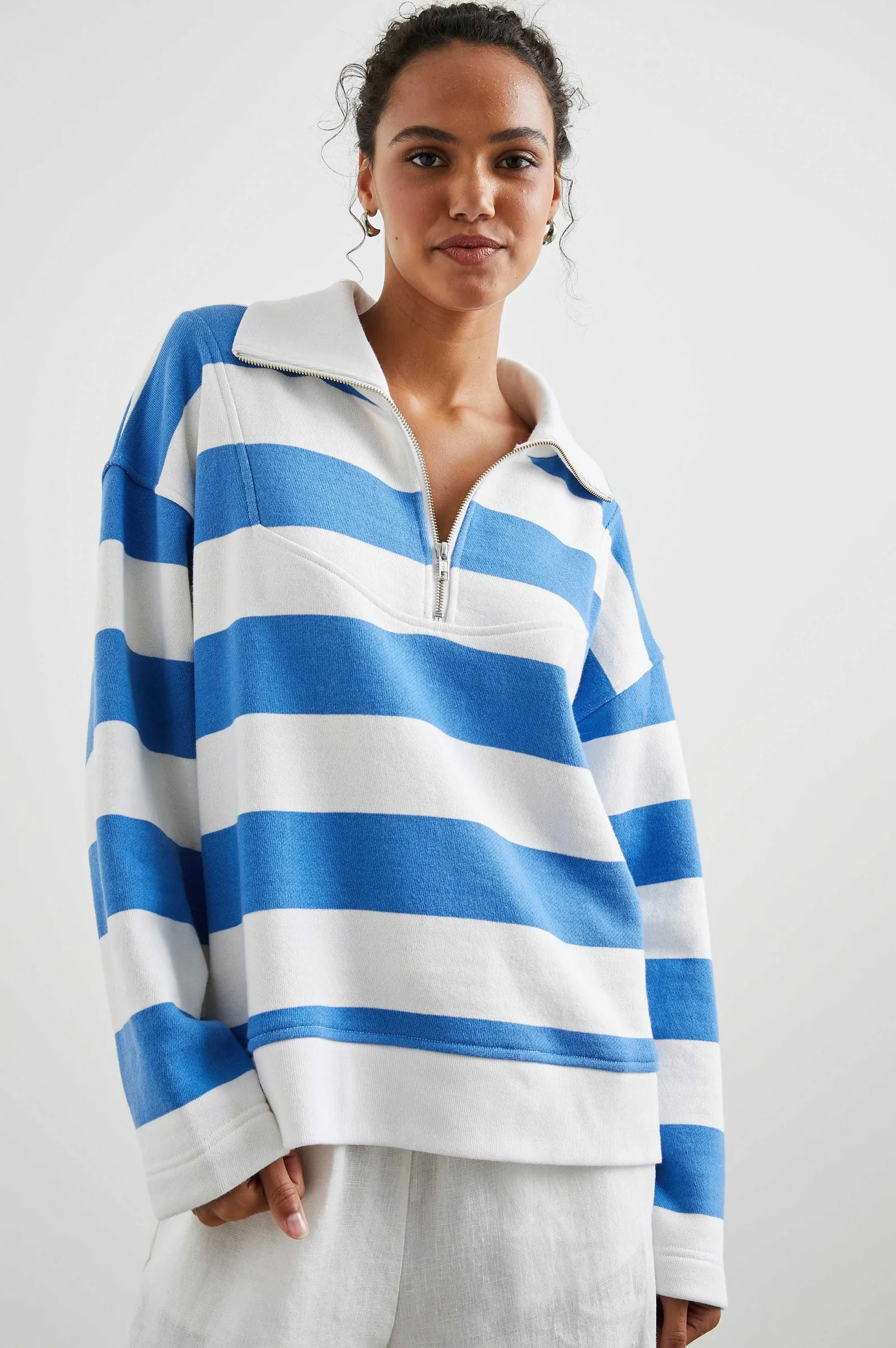 Vrouwen Rails Parker Sweatshirt - Oceaan Rugby Streep