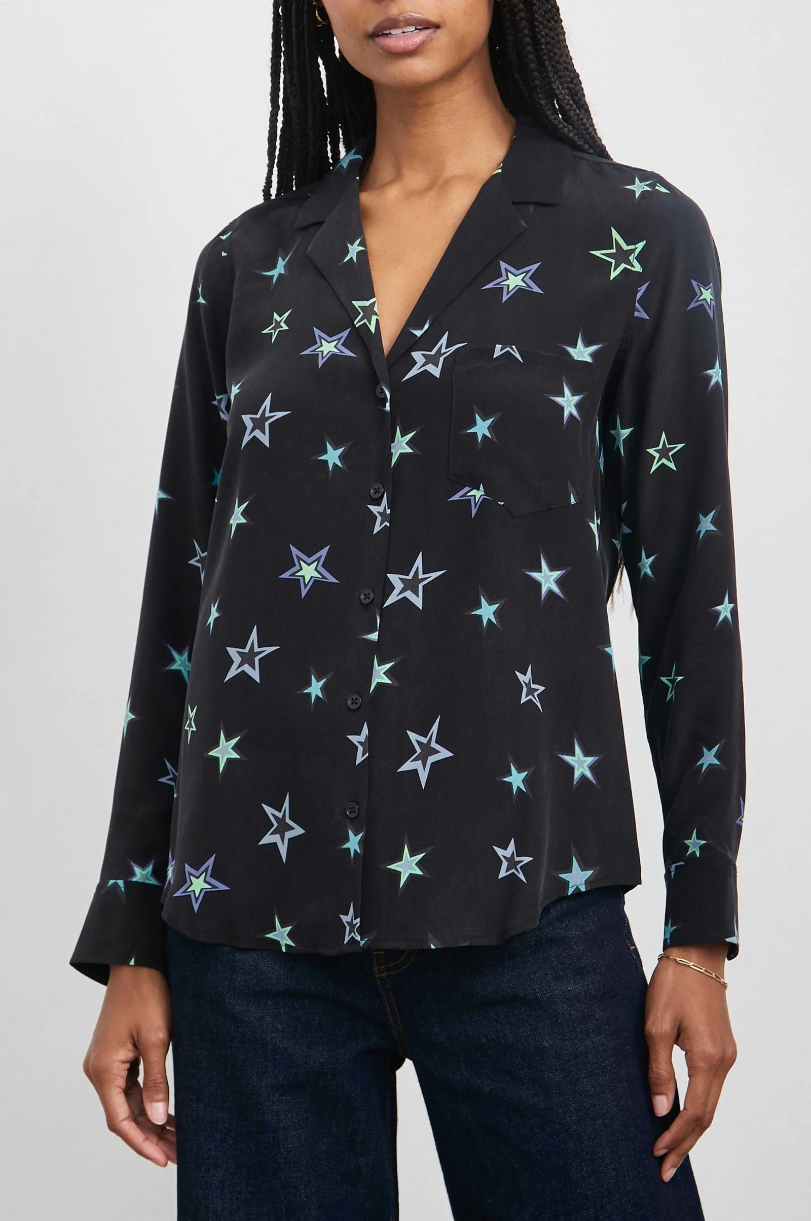 Vrouwen Rails Rebel Shirt - Zwarte Kosmische Sterren