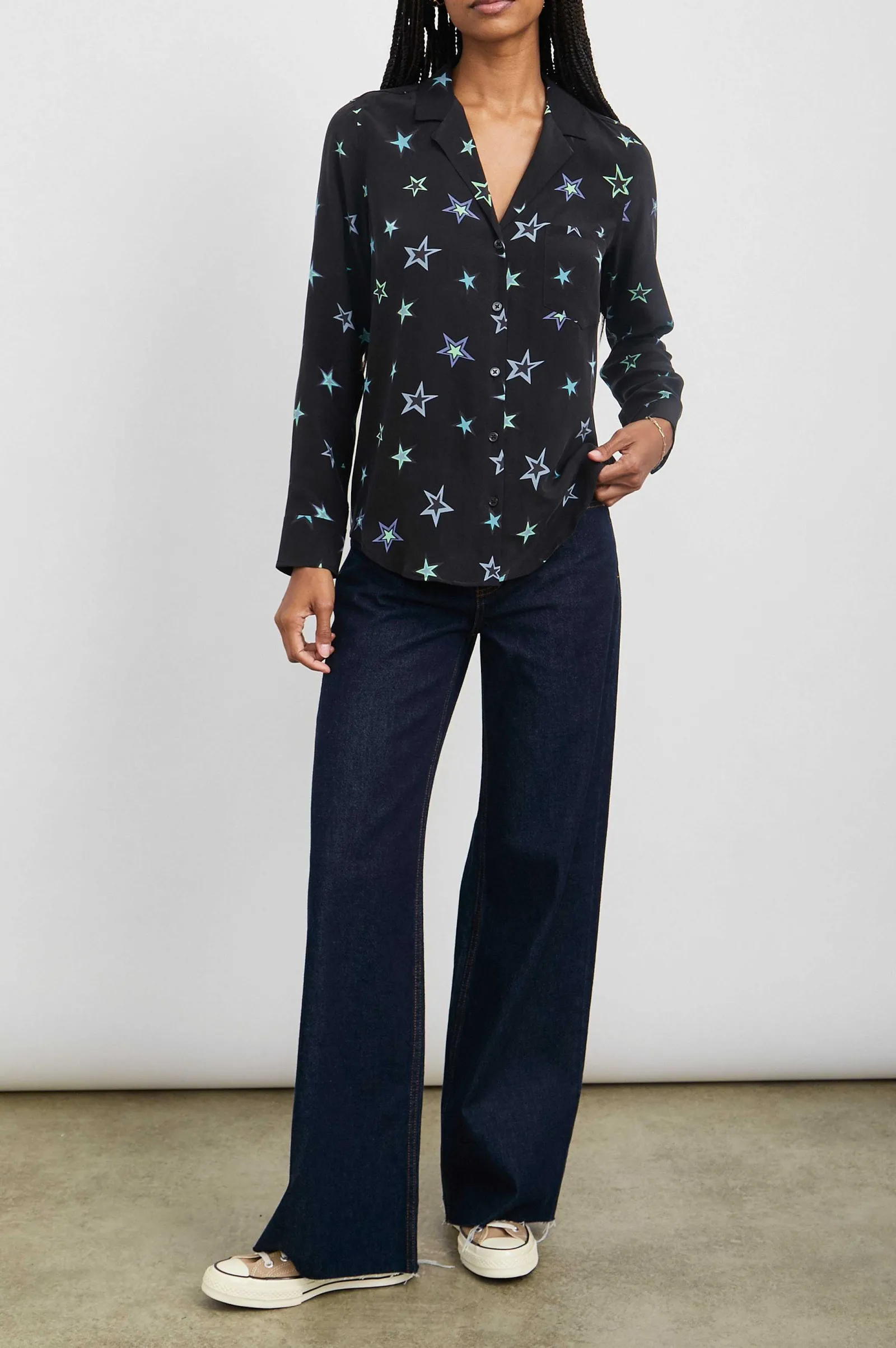 Vrouwen Rails Rebel Shirt - Zwarte Kosmische Sterren
