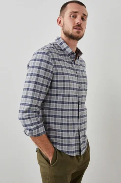 Heren Rails Reid Shirt - Faded Marine Melange