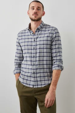 Heren Rails Reid Shirt - Faded Marine Melange