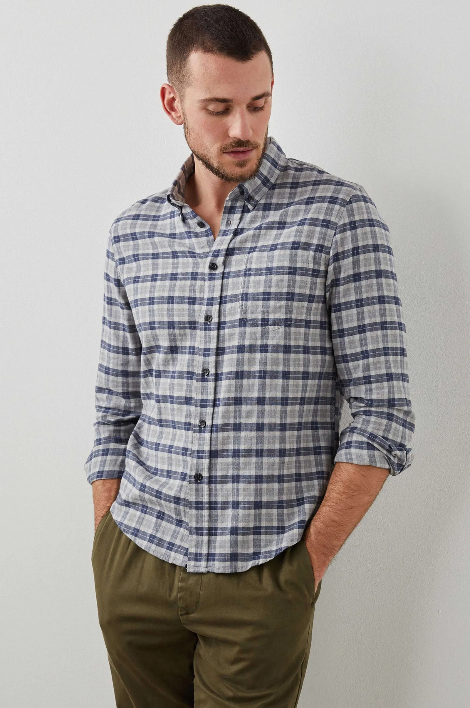 Heren Rails Reid Shirt - Faded Marine Melange
