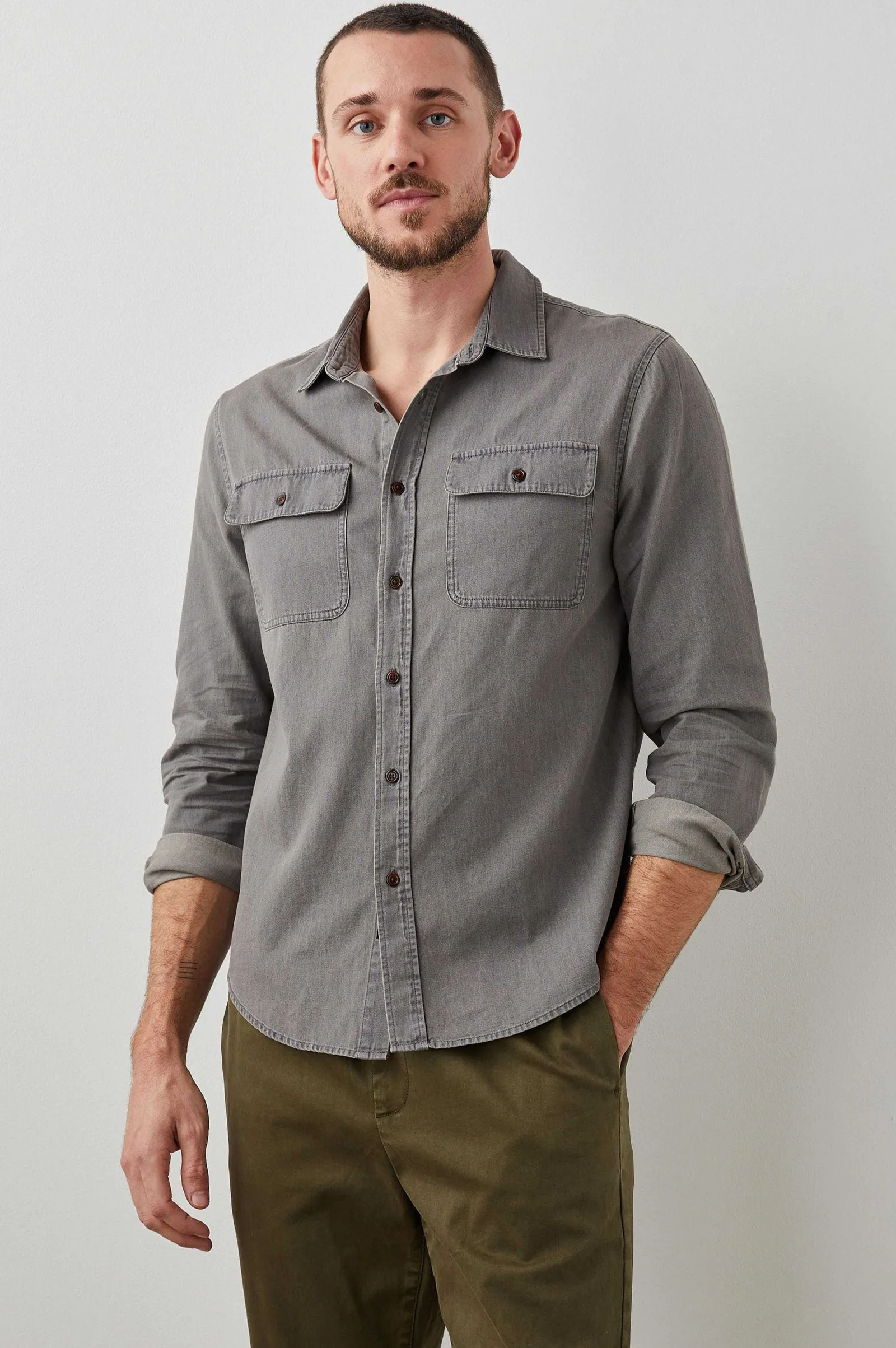 Heren Rails Rhet Overhemd - Gewassen Zwarte Chambray