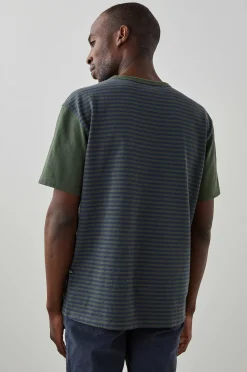 Heren Rails Sato T-Shirt - Altijdgroen Marine Streep
