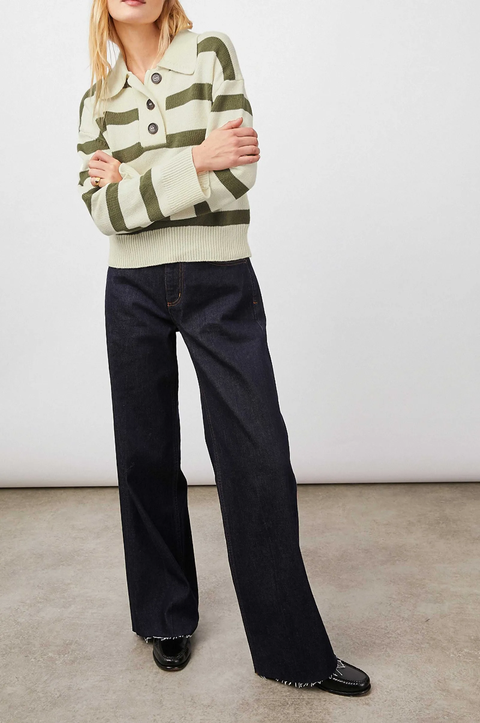 Vrouwen Rails Shae Trui - Ivoor Olijf Streep