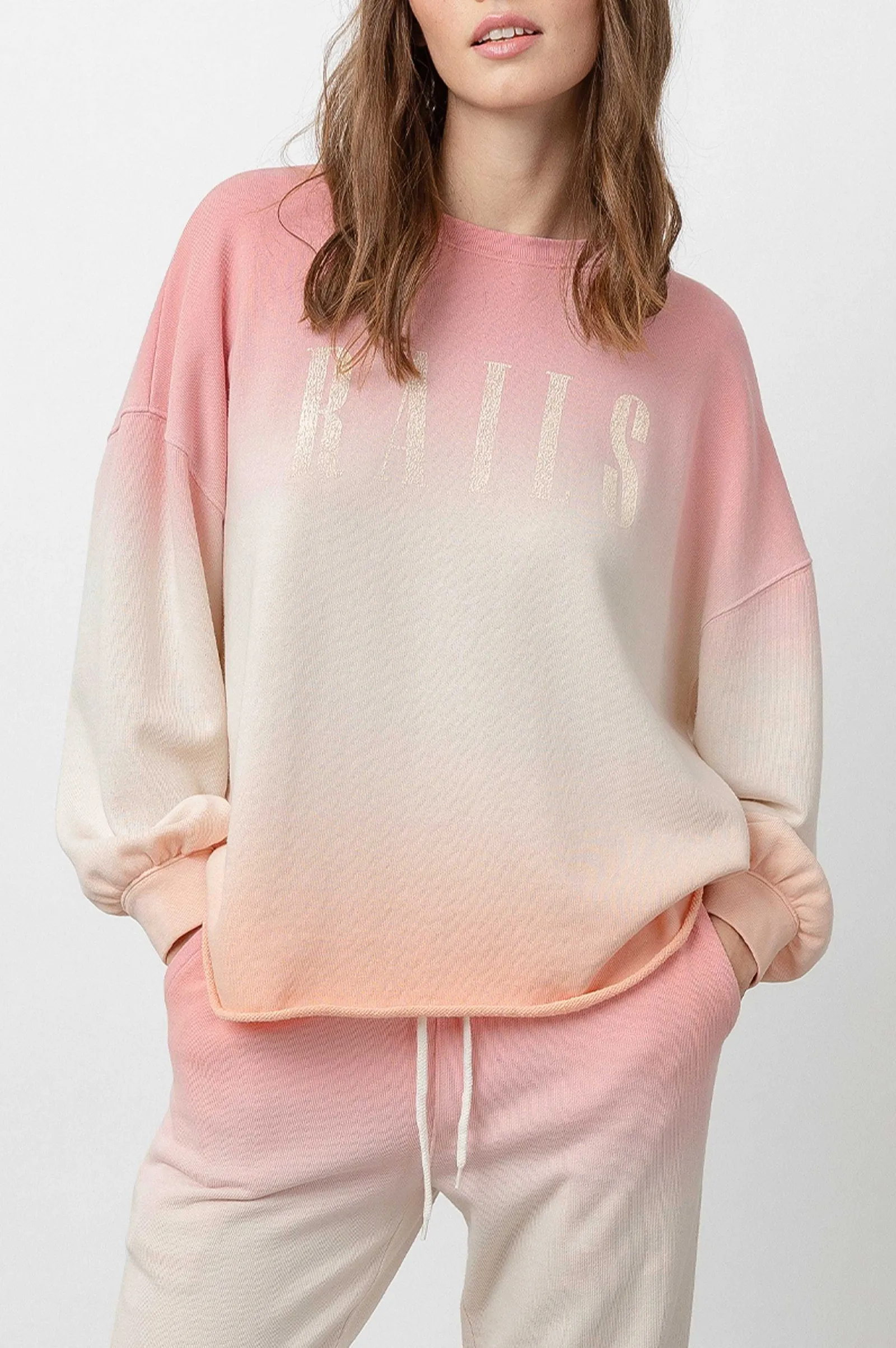 Vrouwen Rails Signature Sweatshirt & Kingston-Set - Roze Perzik Dip-Dye