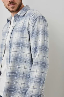 Heren Rails Sussex Overhemd - Glacier Denim Wit