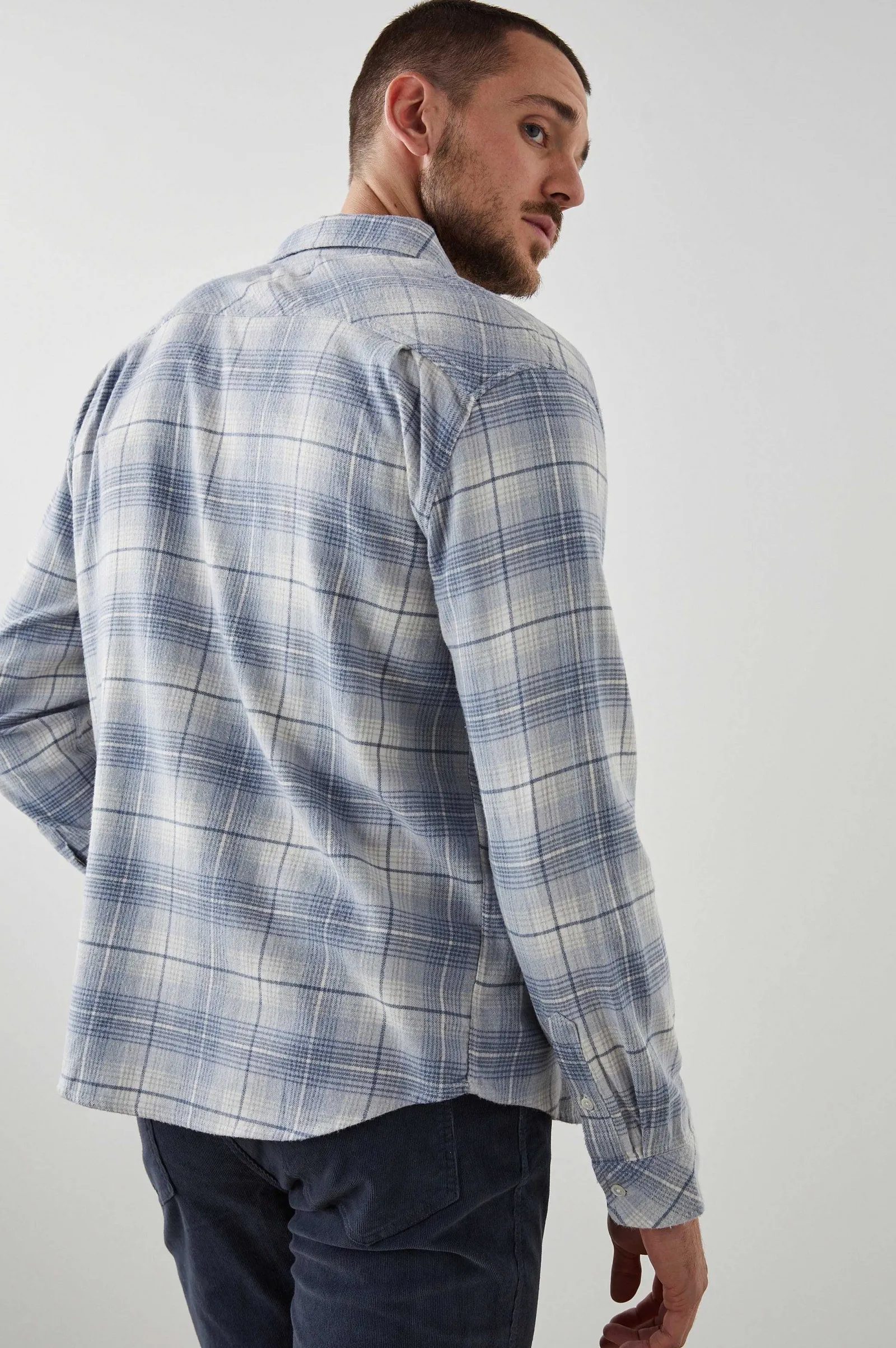 Heren Rails Sussex Overhemd - Glacier Denim Wit