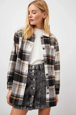 Vrouwen Rails Tripp Shirt Jas - Ivoor Zwart Camel
