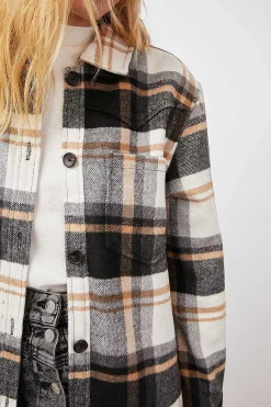 Vrouwen Rails Tripp Shirt Jas - Ivoor Zwart Camel