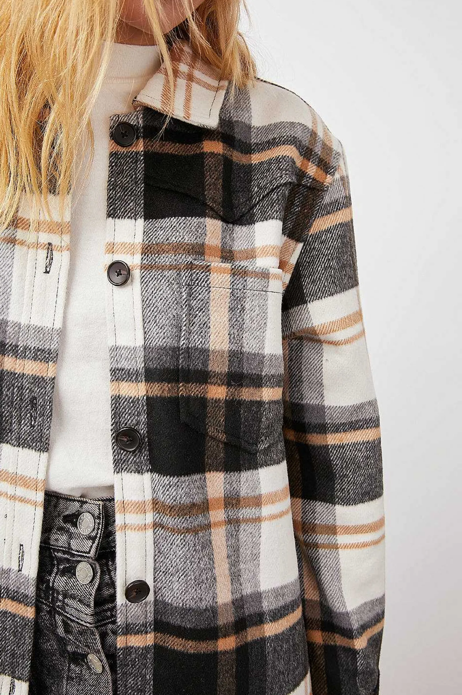 Vrouwen Rails Tripp Shirt Jas - Ivoor Zwart Camel