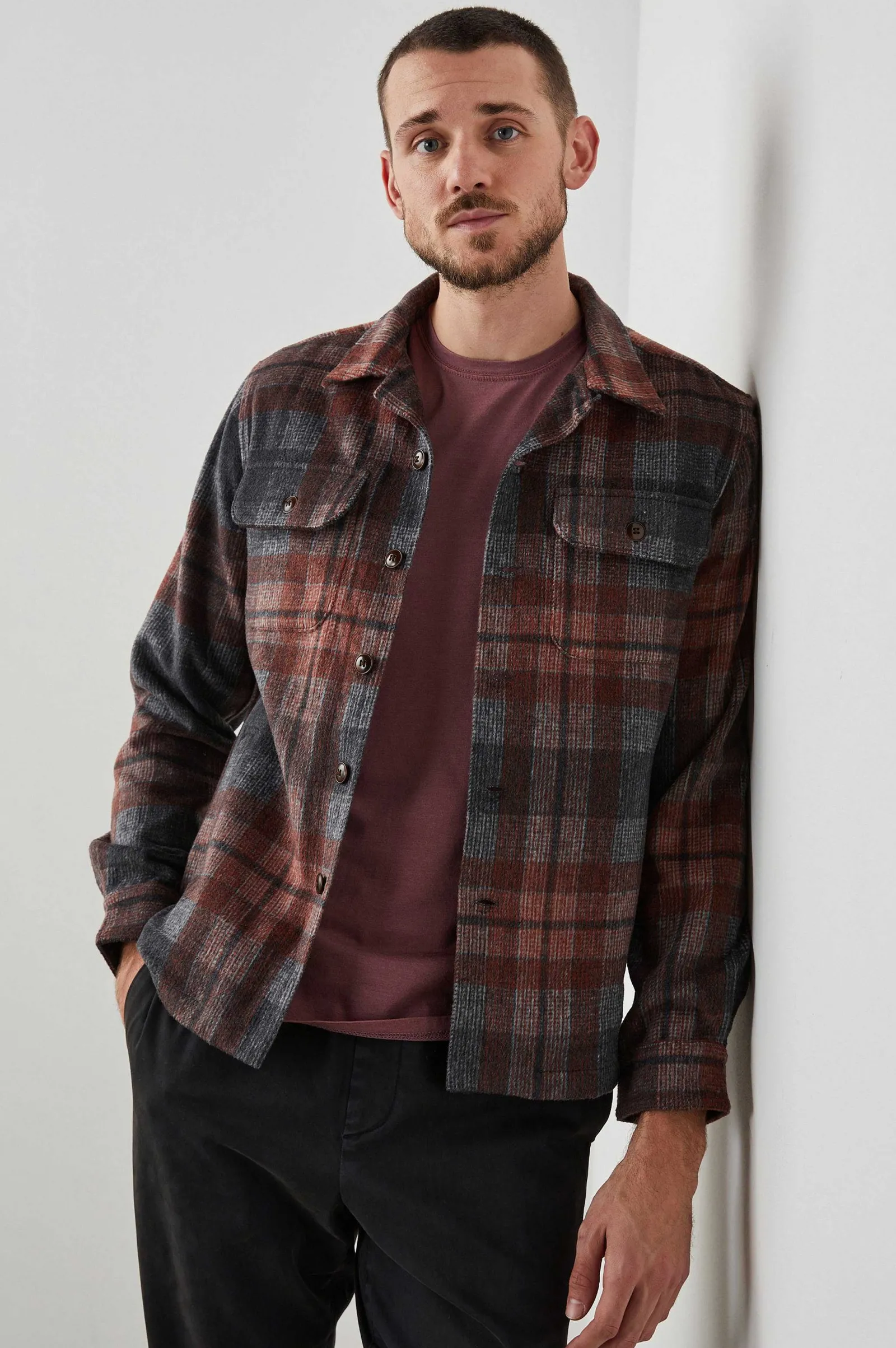 Heren Rails Viggo Overhemdjas - Crimson Shadow Plaid