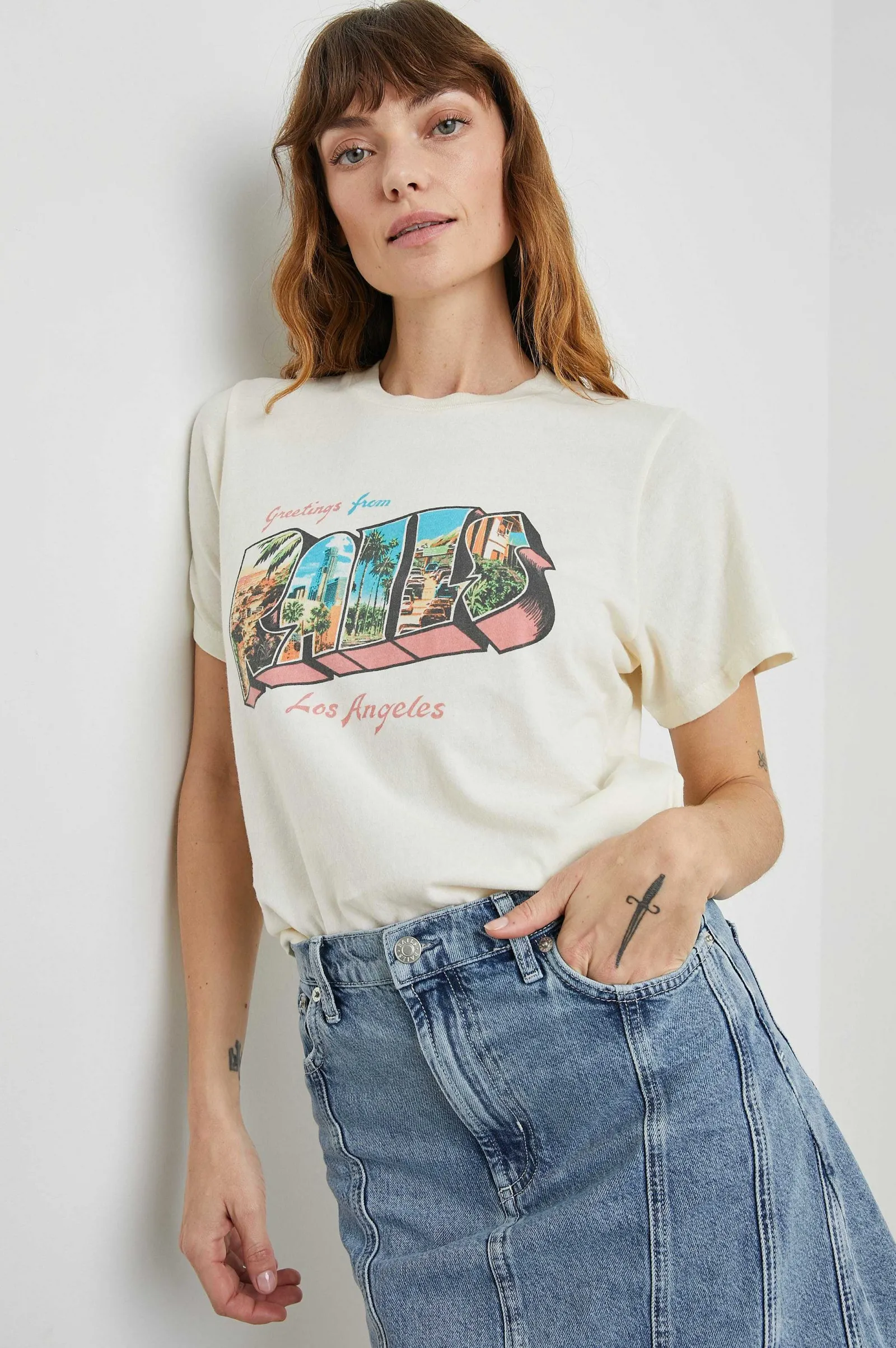 Vrouwen Rails Vriendin T-Shirt - Los Angeles Ecru
