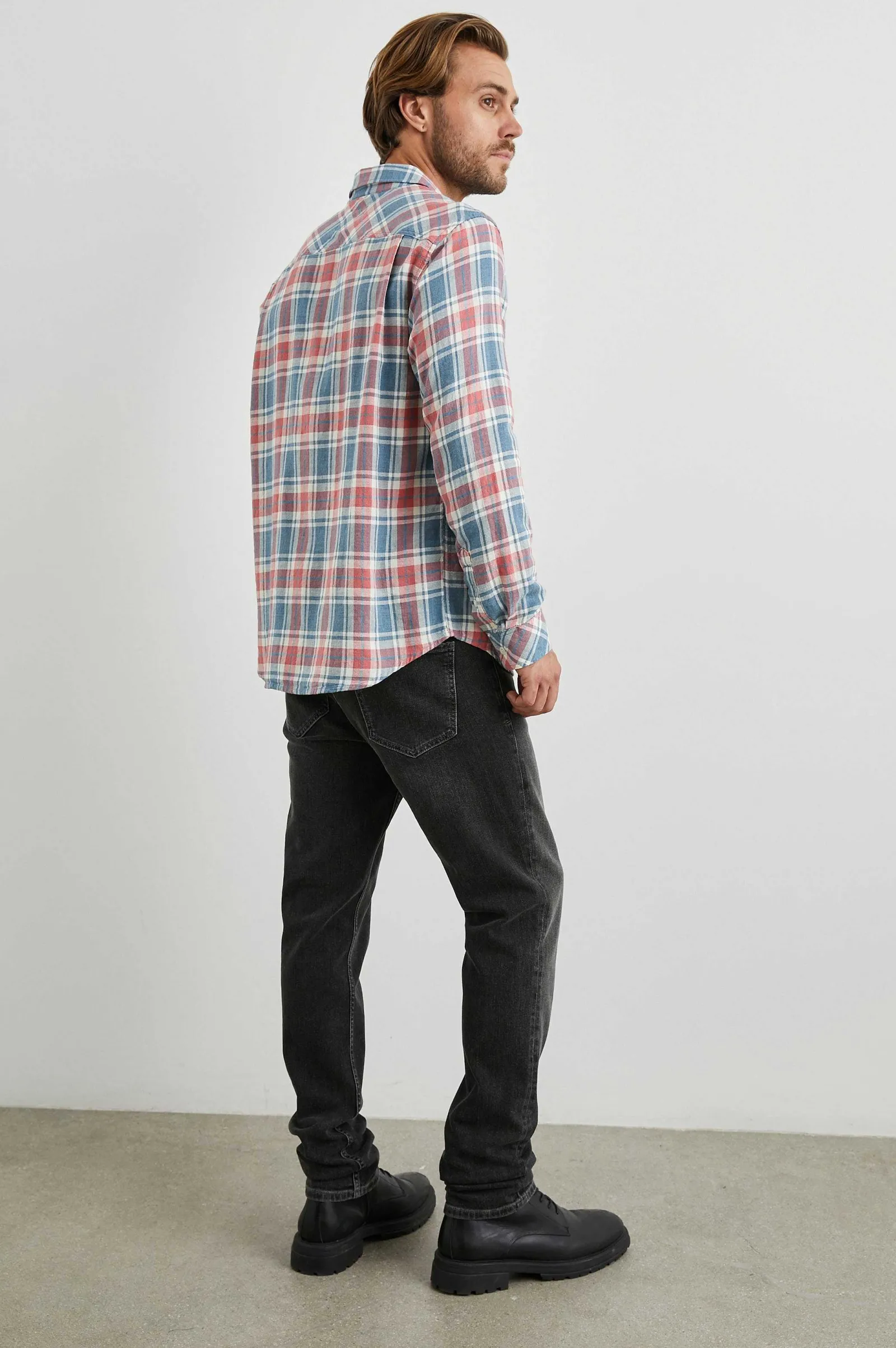 Heren Rails Wyatt Overhemd - Indigo Melange Rose