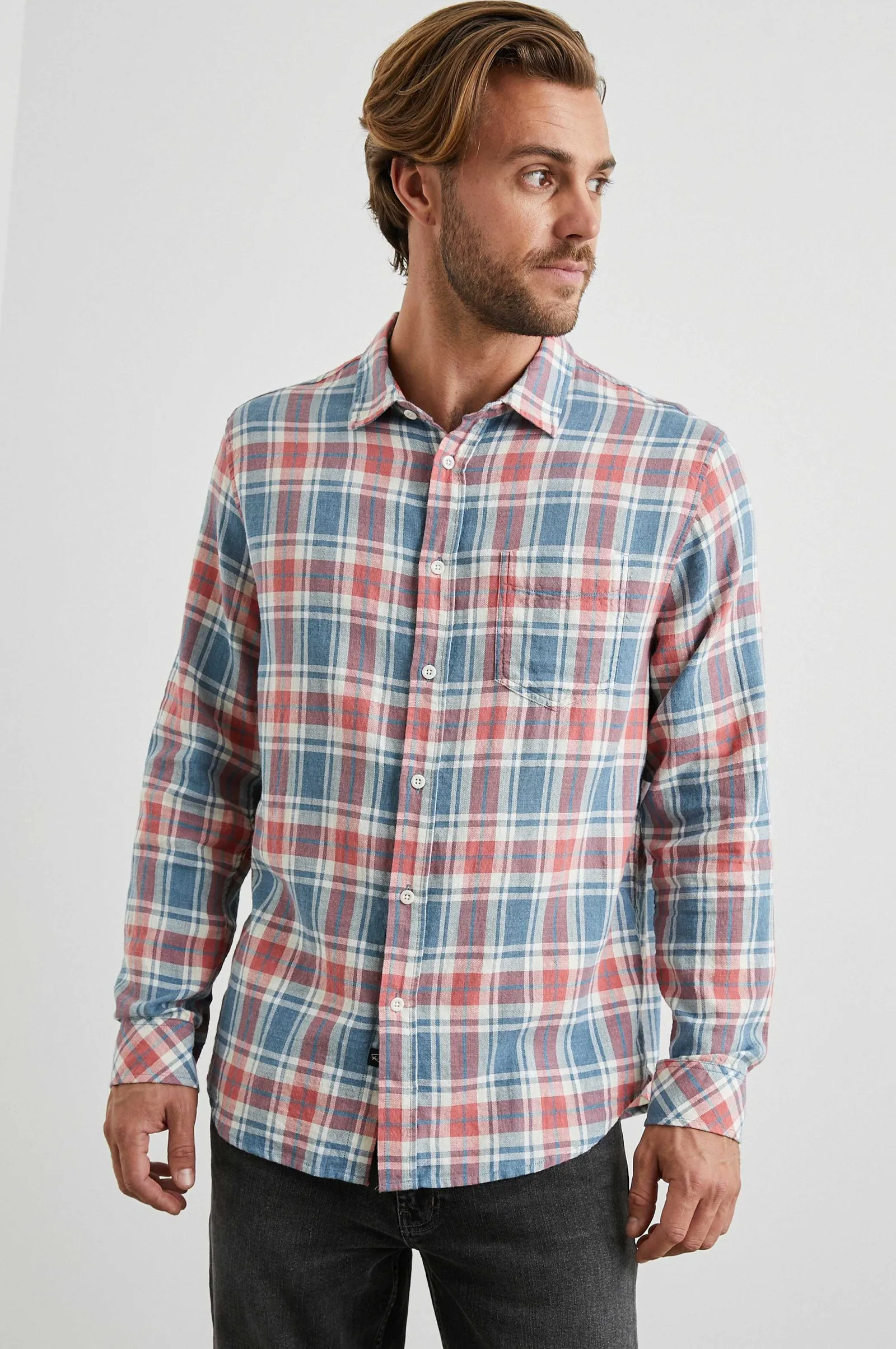 Heren Rails Wyatt Overhemd - Indigo Melange Rose