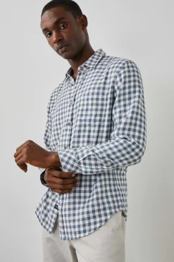 Heren Rails Wyatt Overhemd - Marine Gingham Melange